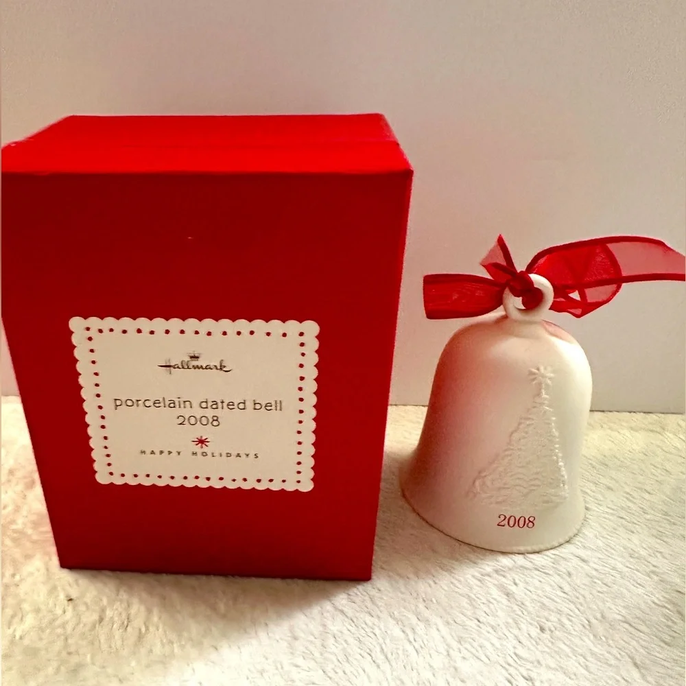 Vintage Hallmark Keepsake Porcelain Dated Bell 2008 Holiday Ornament Christmas
